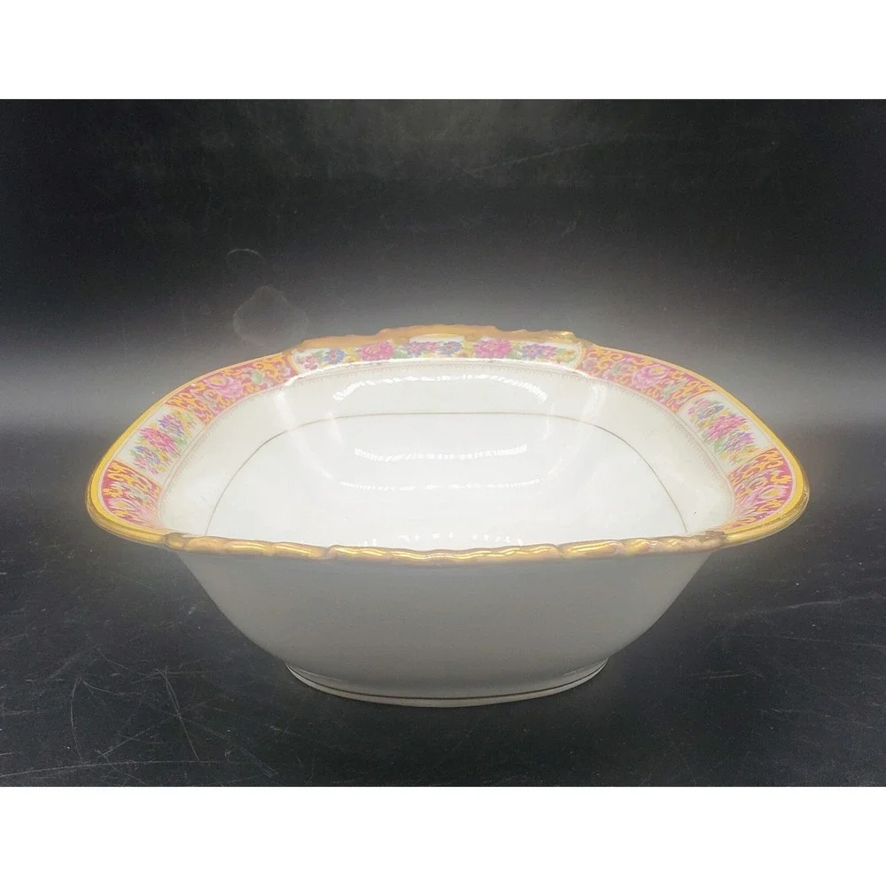 Vintage Vignaud Loesers Limoges France Oval Vegetable Bowl Hand Painted 10